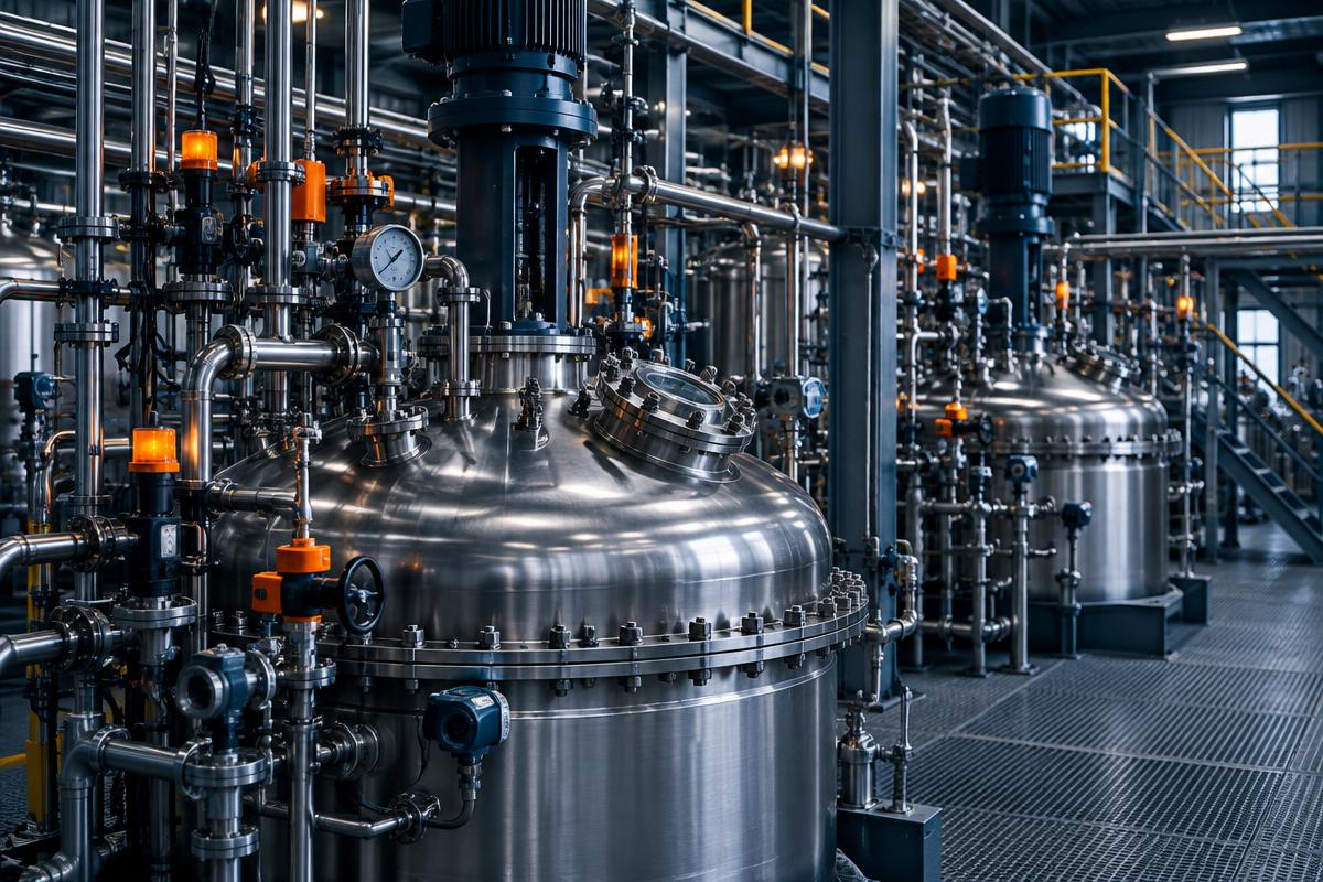 Stainless steel chemical reactors, piping and instrumentation